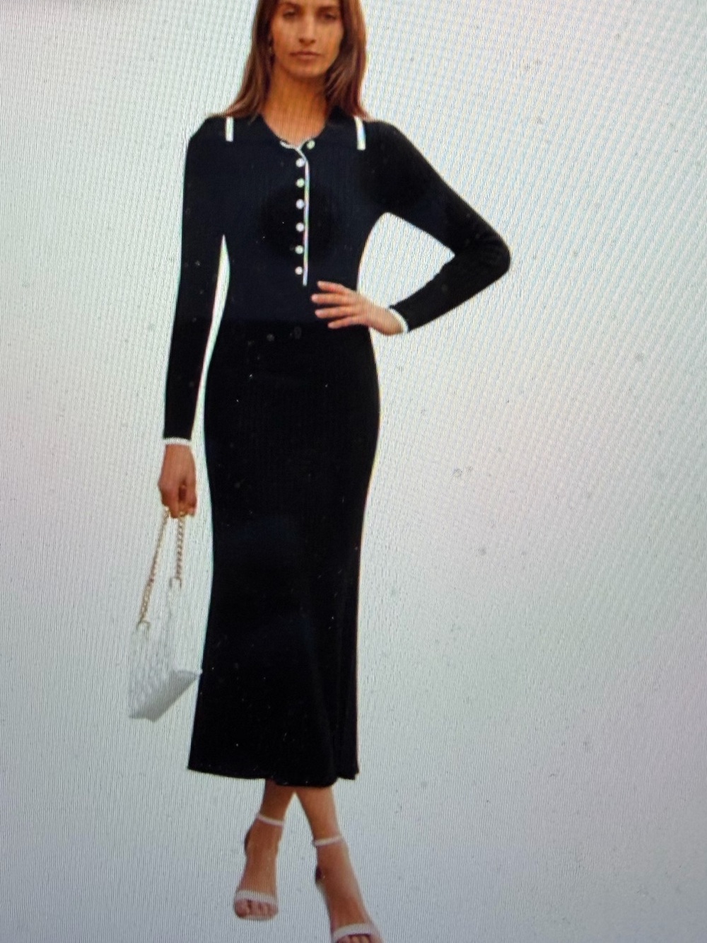 Women’s Black Polo Maxi Dress with White Trim - NWT - Size XXL